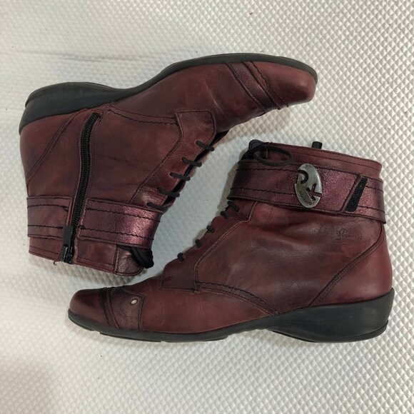 DORKING by Fluchos Agata Red Leather Ankle Booties Size 38 (7.5) - Picture 9 of 14